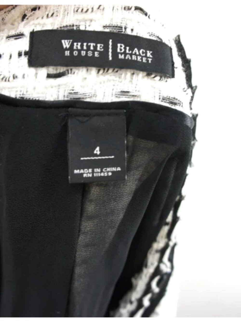 White House Black Market Textured Rhinestone Trim Jacket size 4 - Picture 3 of 5